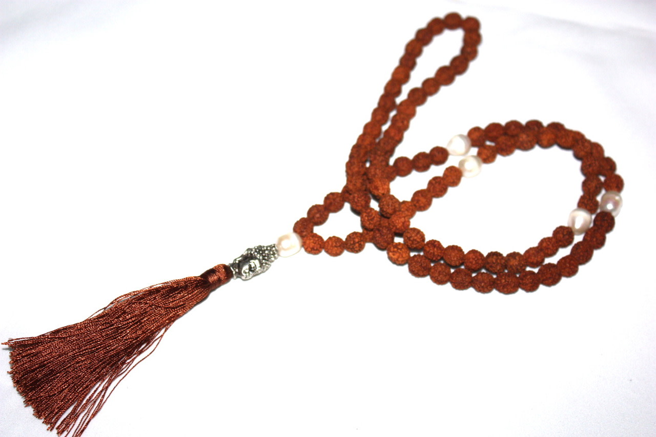 Rudrashka Beads Buddha Silver Tone Tassel Necklace Jewelry | #cik3608br Rudrashka Beads Buddha Silver Tone Tassel Necklace Jewelry | #cik3608br